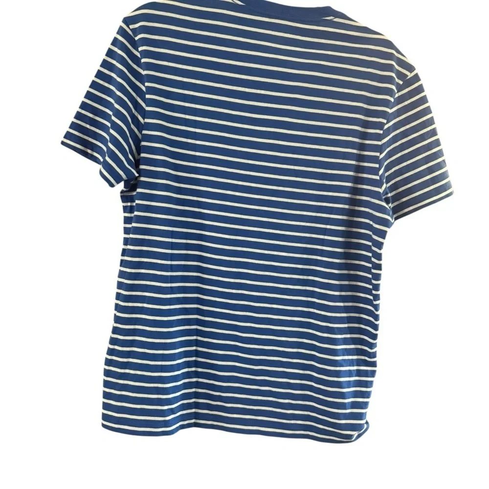 J Crew Blue and White Striped Short Sleeve Tee